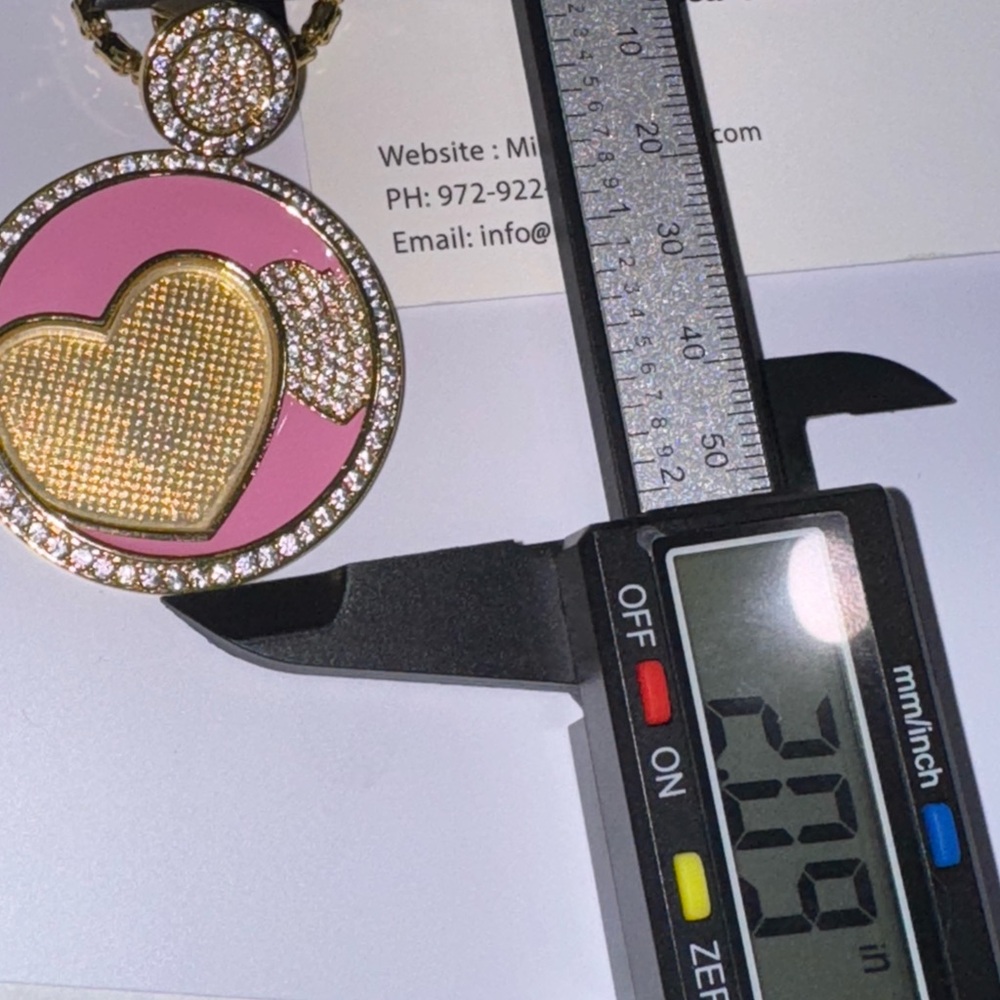 Gold and Pink Custom Made Picture Heart Pendant Gift For her, Keepsake Memorial - Picture 5 of 8